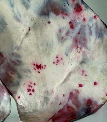 Habatai Silk Scarf patterns produced by dyes of plants and flowers on 11x60