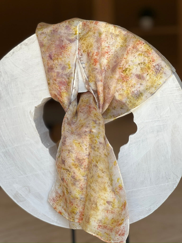 Yellow based Sheer 100% silk