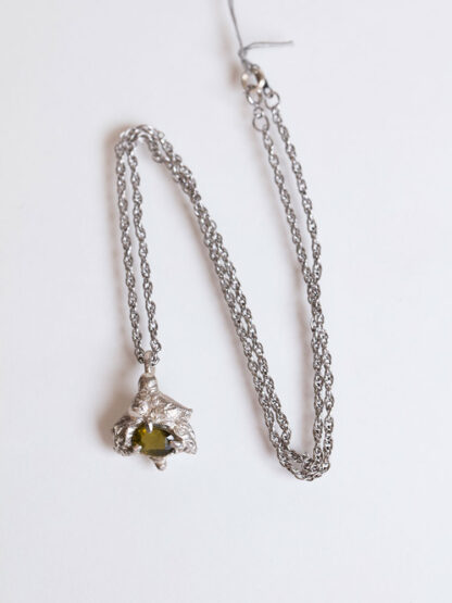 recycled silver with a yellow topaz stone on a medium weight sterling chain