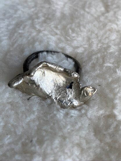 Ocean Inspired Wave Ring Recycled and Sterling Silver size 4
